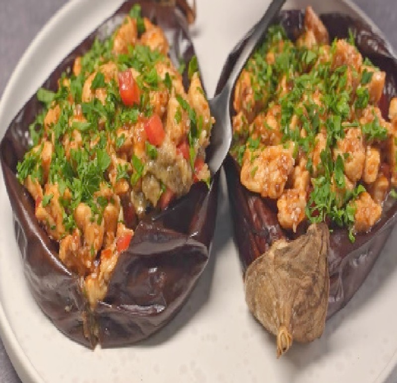 Chicken Stuffed Eggplant