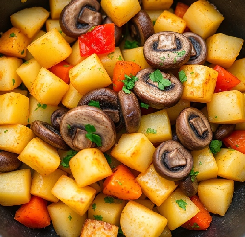 Fried Potatoes with Mushrooms