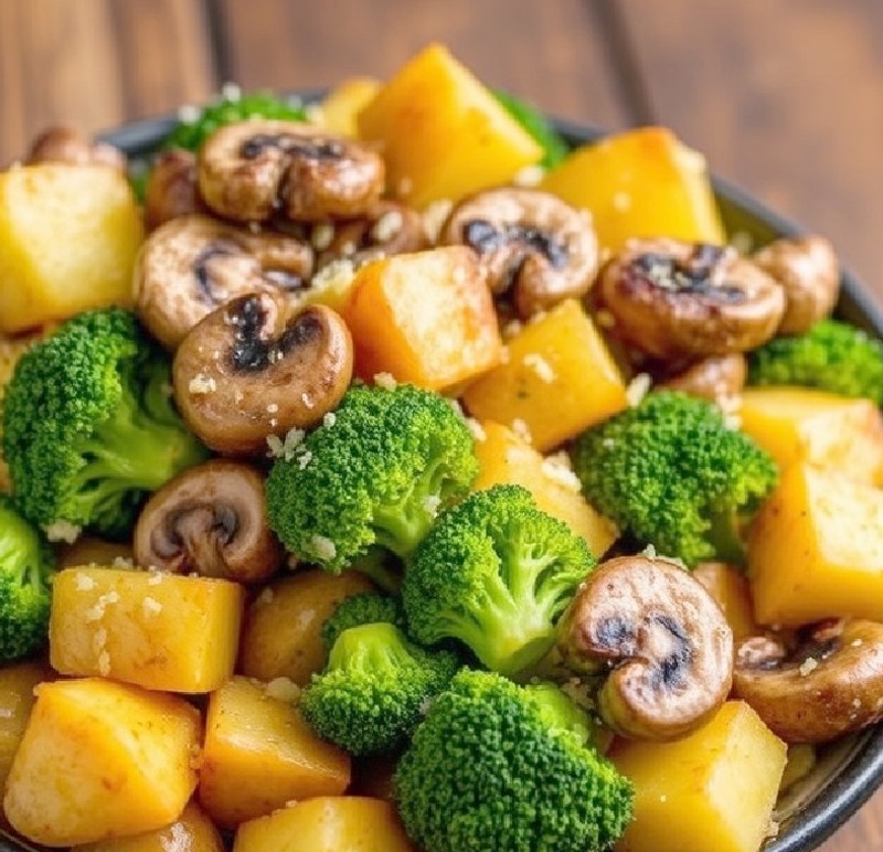 Broccoli Mushrooms and Potato