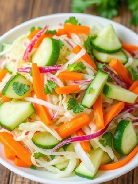 Fresh cucumber and cabbage salad