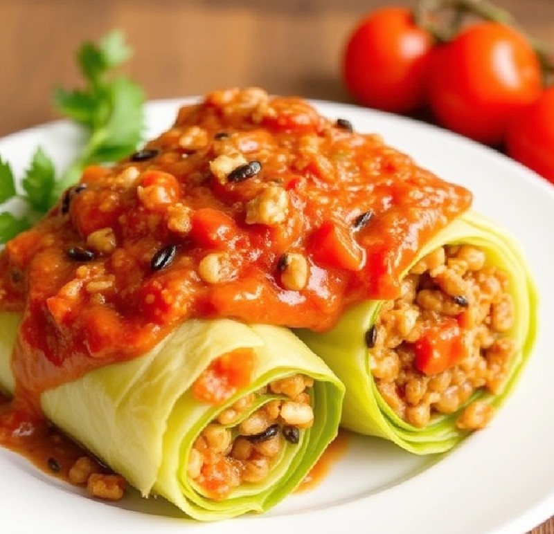 Lentil and Walnut Stuffed Cabbage Recipe