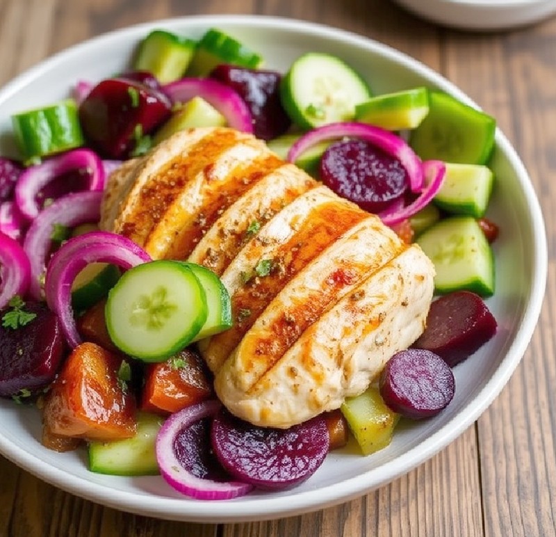 Marinated Chicken with Beetroot Salad