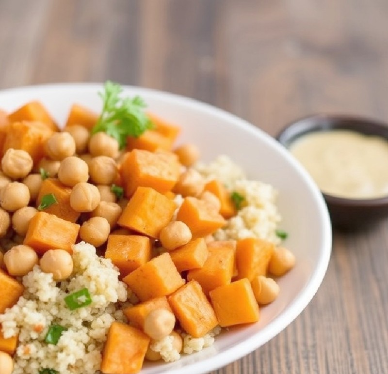 Sweet Potatoes with Quinoa Chickpeas