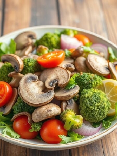 Warm Broccoli and Mushroom Salad