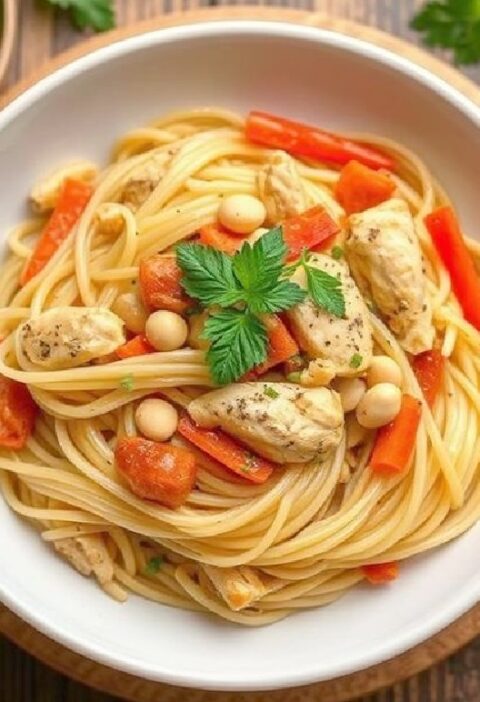 Chicken Pasta with Peanuts