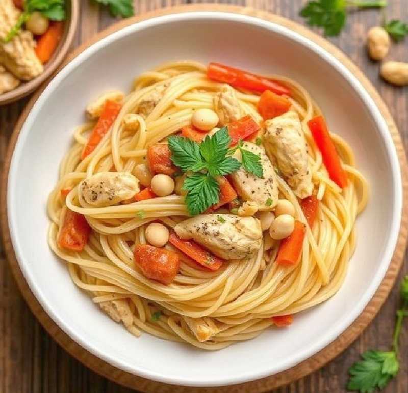 Chicken Pasta with Peanuts