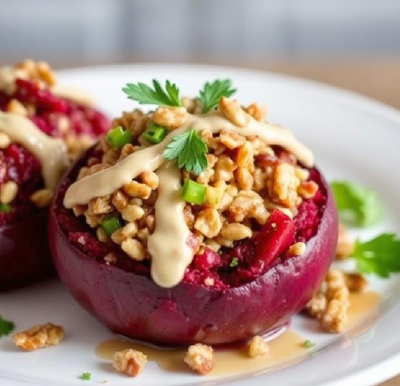 Quinoa Stuffed Beets with Walnuts