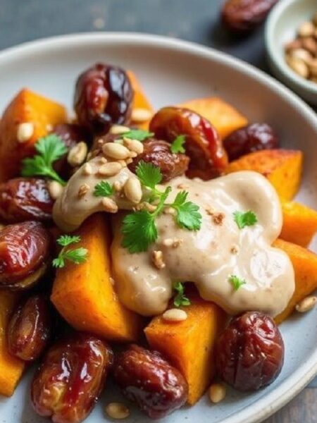 Roasted Butternut Squash with Tahini-Date Glaze