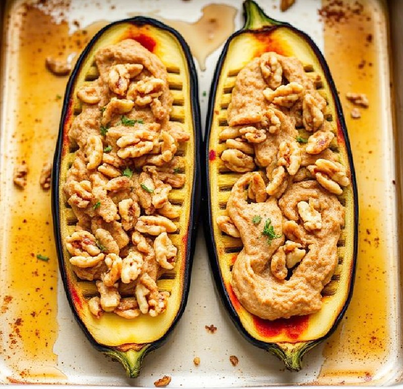 Roasted Eggplant with Walnut Filling