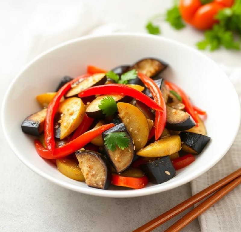 Stir-Fried Eggplant and Peppers