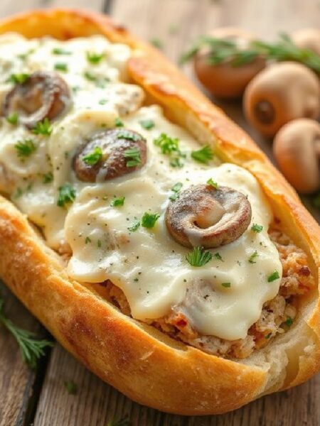 Stuffed Mushroom and Chicken Bread