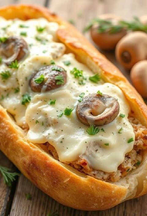 Stuffed Mushroom and Chicken Bread