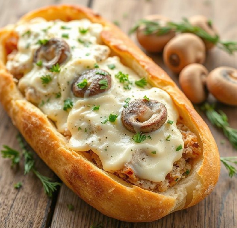 Stuffed Mushroom and Chicken Bread