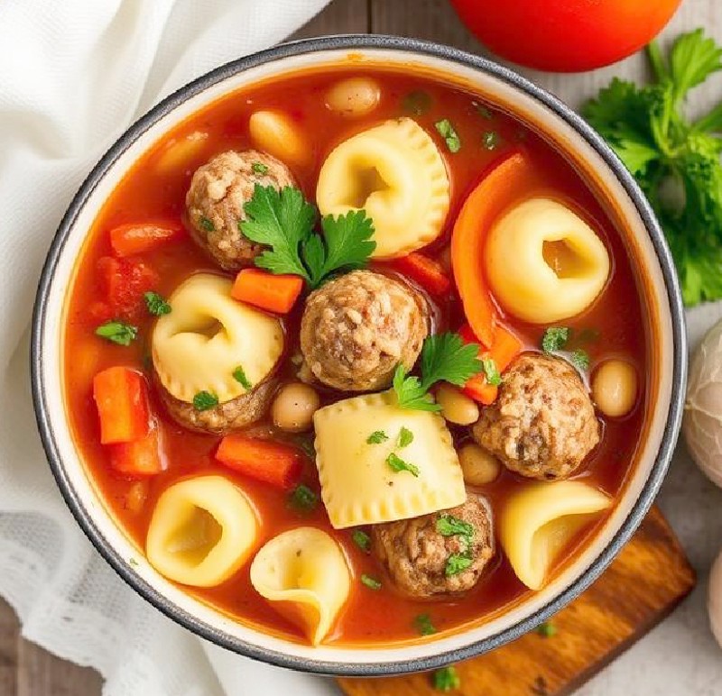 Tortellini Meatball Soup