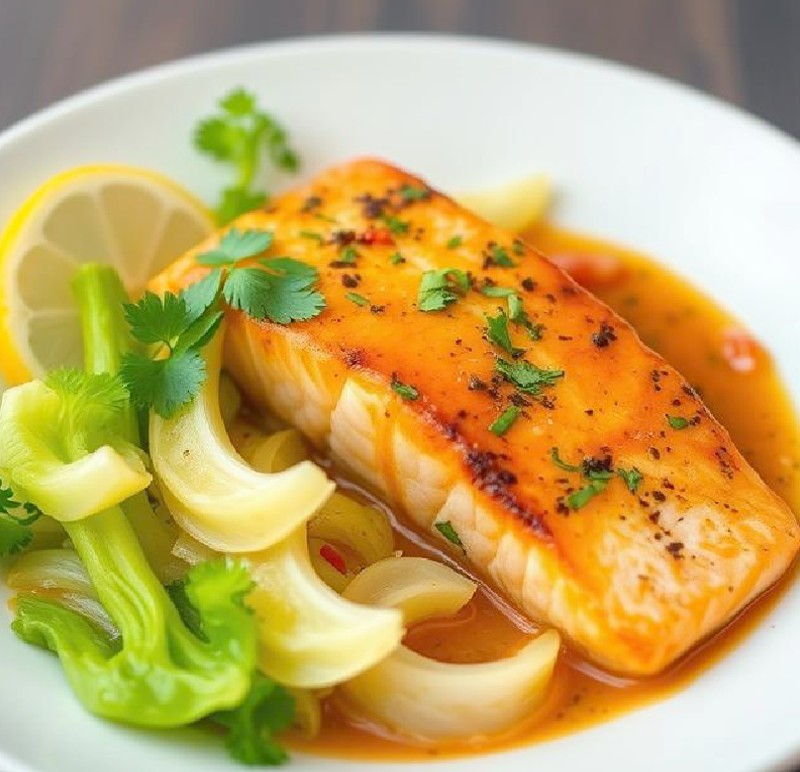 Curry Salmon with Chinese Cabbage