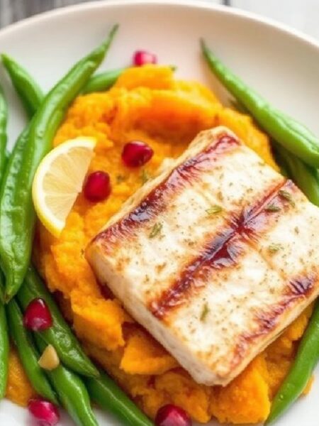 Grilled Fish with Mashed Sweet Potatoes