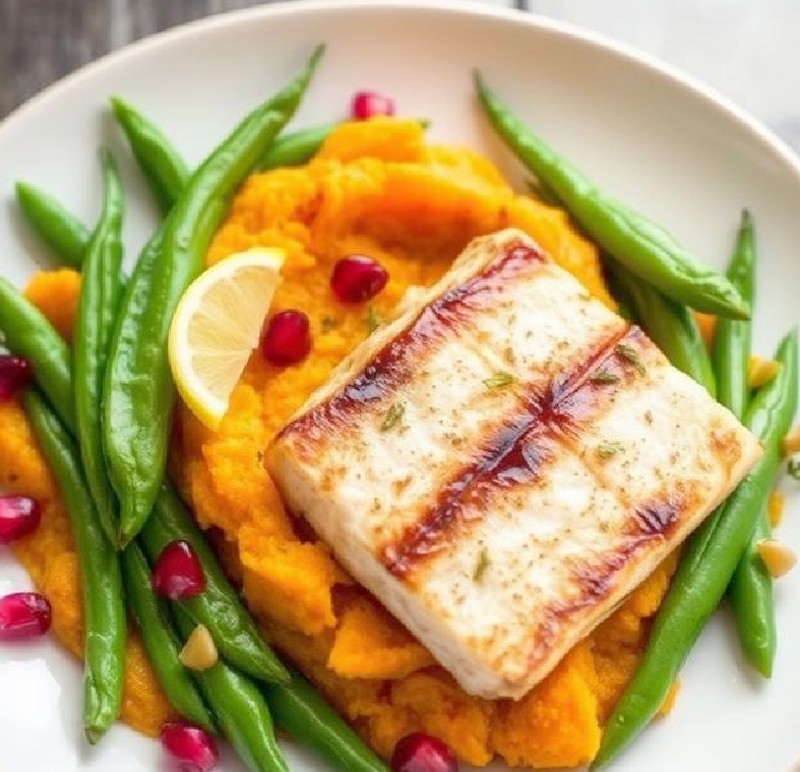 Grilled Fish with Mashed Sweet Potatoes