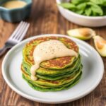 Vegan Spinach Pancakes with Garlic Tahini Sauce