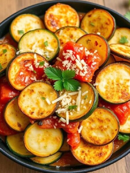 Fried Zucchini with Tomato Sauce